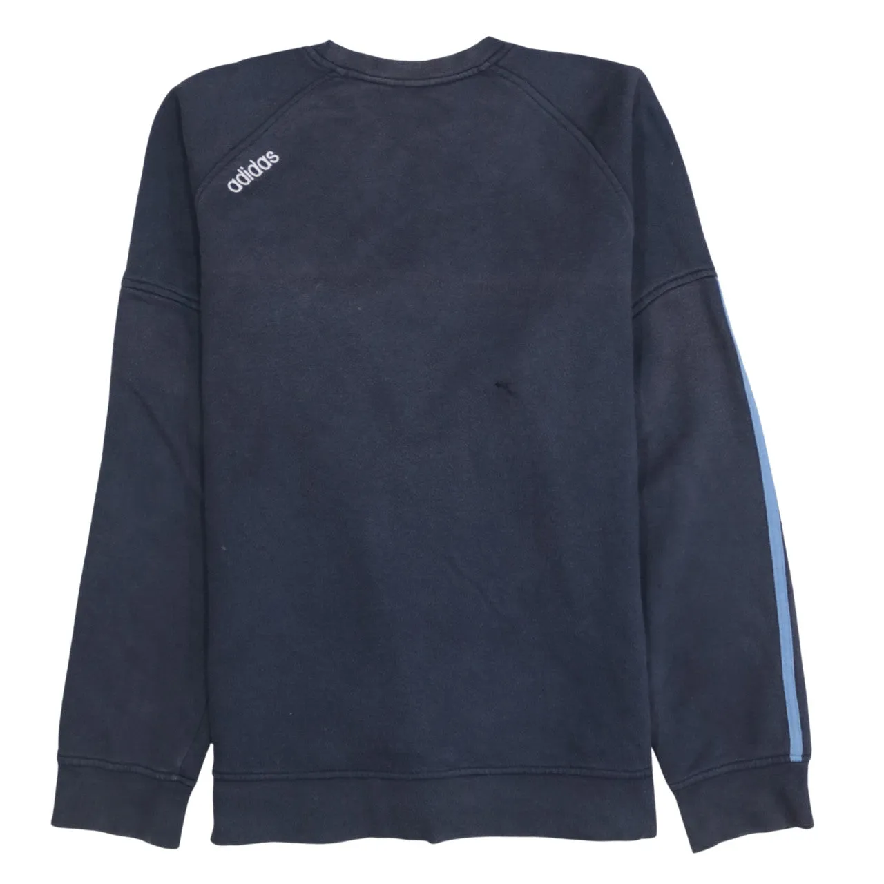 Adidas Navy Blue Sweatshirt Women's Large Embroidered Logo Three Stripe Sleeves Pullover Top sold by Vintage Club product image thumbnail 2