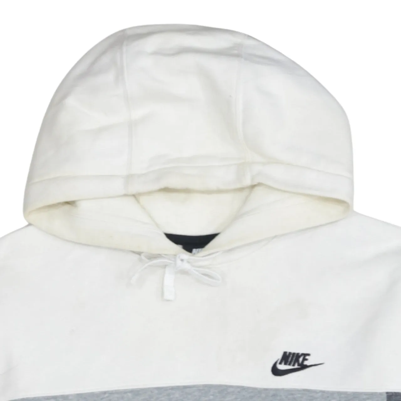 Nike White Grey Hoodie Men's Medium Embroidered Swoosh Colour Block Pullover Sweatshirt sold by Vintage Club product image thumbnail 3