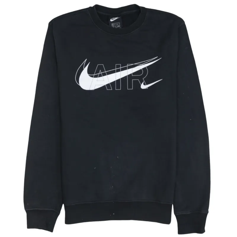 Nike Black Air Sweatshirt Men's XSmall Printed Swoosh Logo Crewneck Pullover Top made by Nike