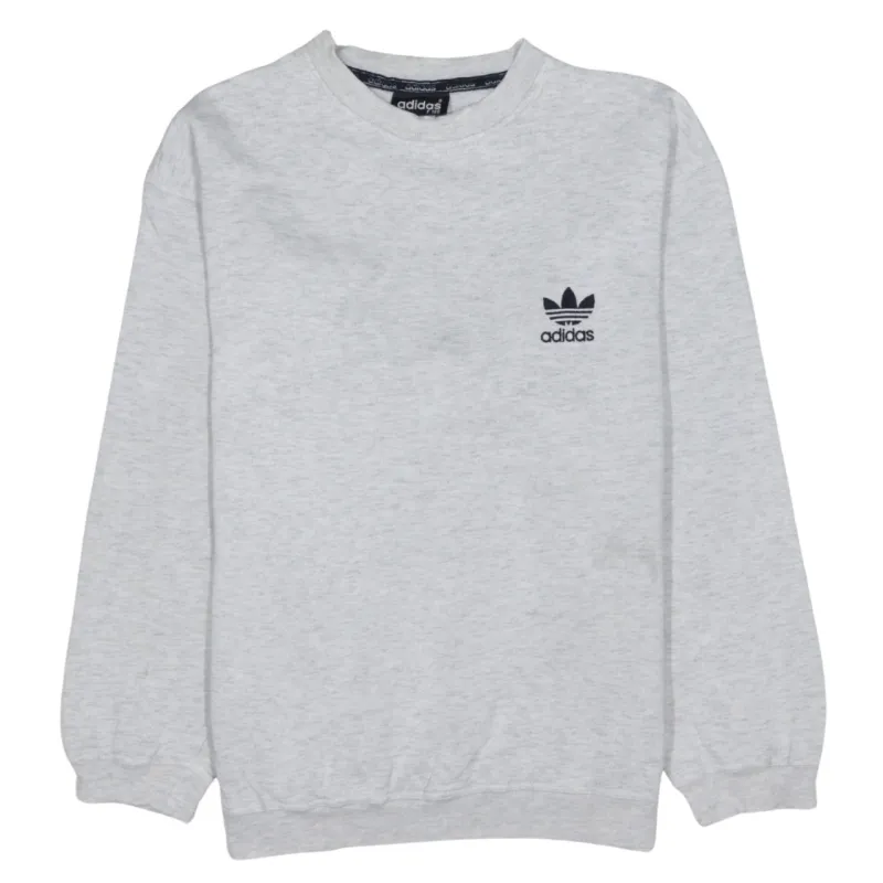 Adidas Light Grey Sweatshirt Men's Medium Trefoil Embroidered Logo Crewneck Pullover Fleece Top sold by Vintage Club