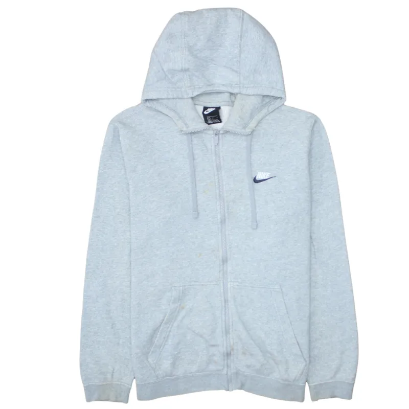 Nike Light Grey Full Zip Hoodie Men's Large Embroidered Swoosh Split Pocket Sweatshirt sold by Vintage Club