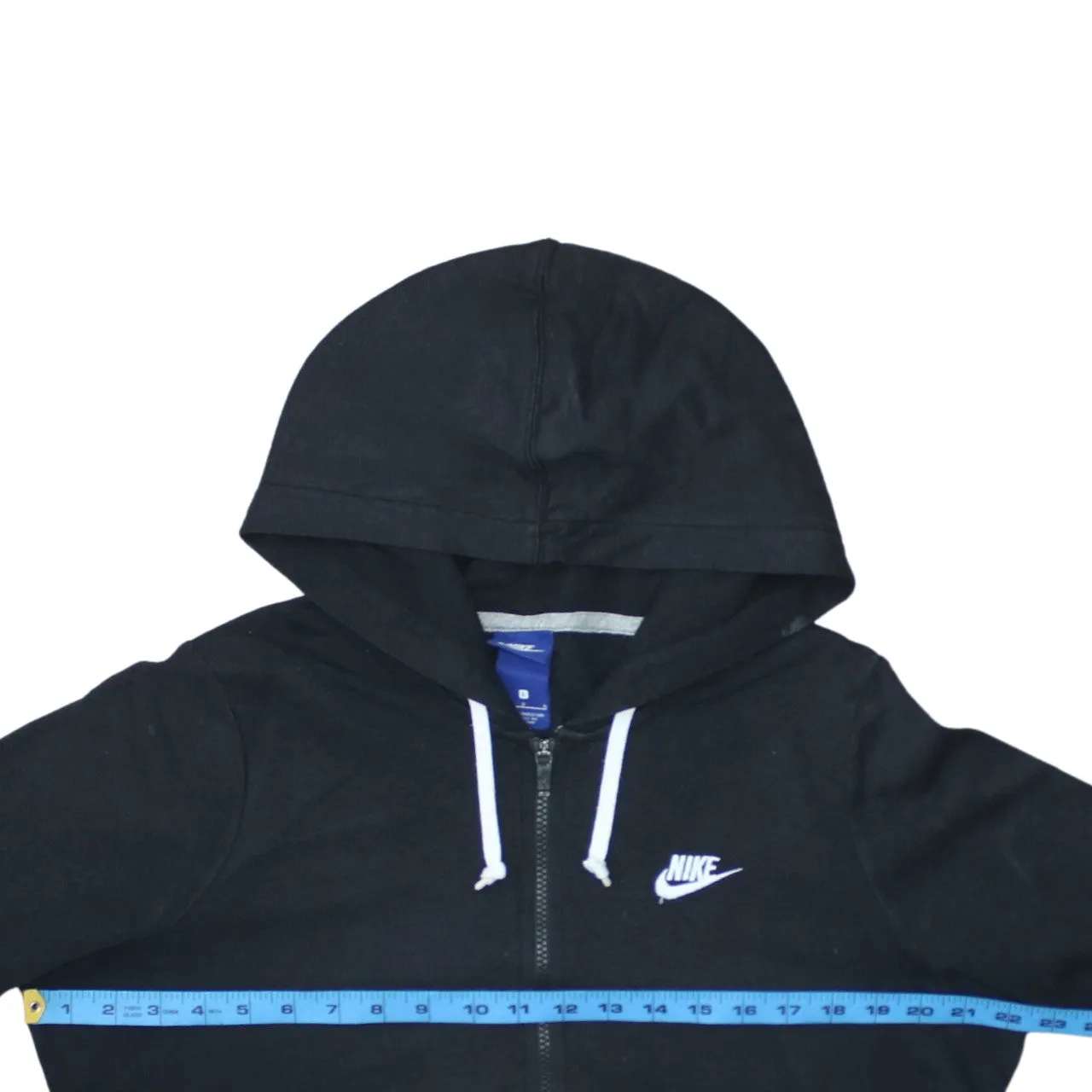 Nike Black Full Zip Hoodie Men's Large Printed Swoosh Logo Drawstring Hood Pocket Sweatshirt sold by Vintage Club product image thumbnail 5