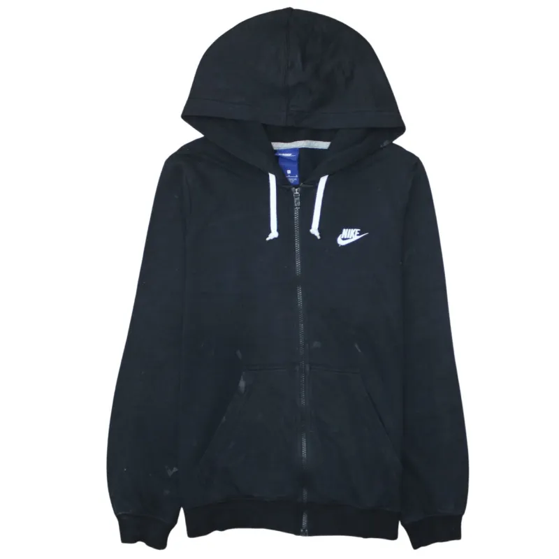 Nike Black Full Zip Hoodie Men's Large Printed Swoosh Logo Drawstring Hood Pocket Sweatshirt sold by Vintage Club