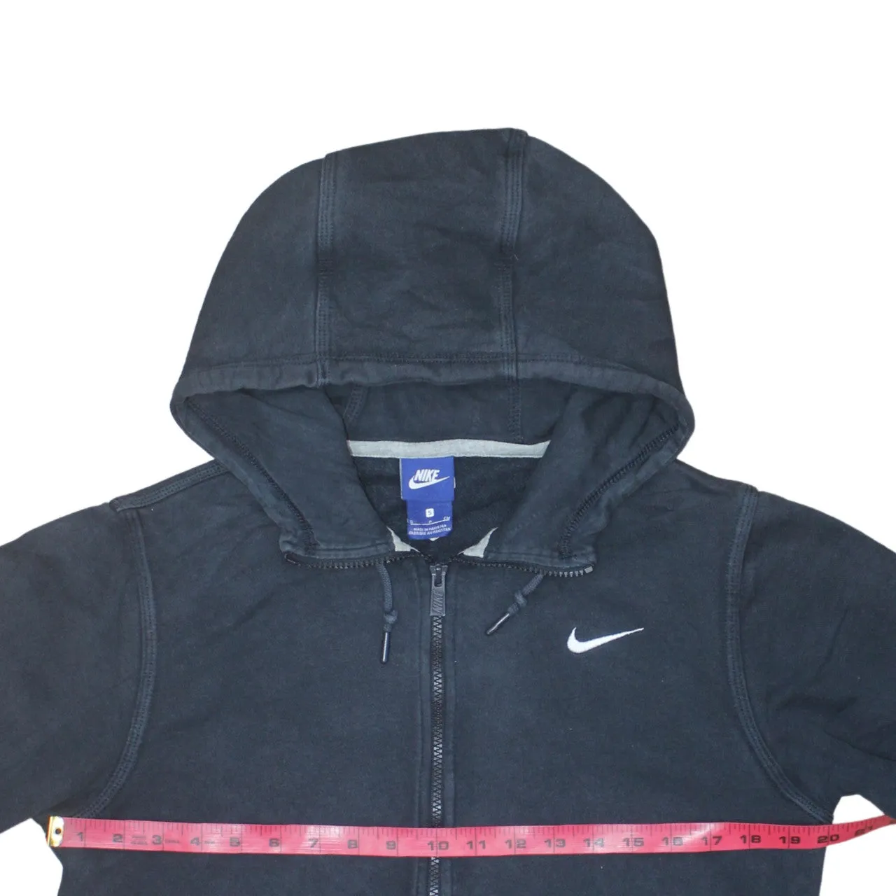 Nike Black Full Zip Hoodie Men's Small Embroidered Swoosh Drawstring Hood Pouch Pocket Sweatshirt sold by Vintage Club product image thumbnail 5