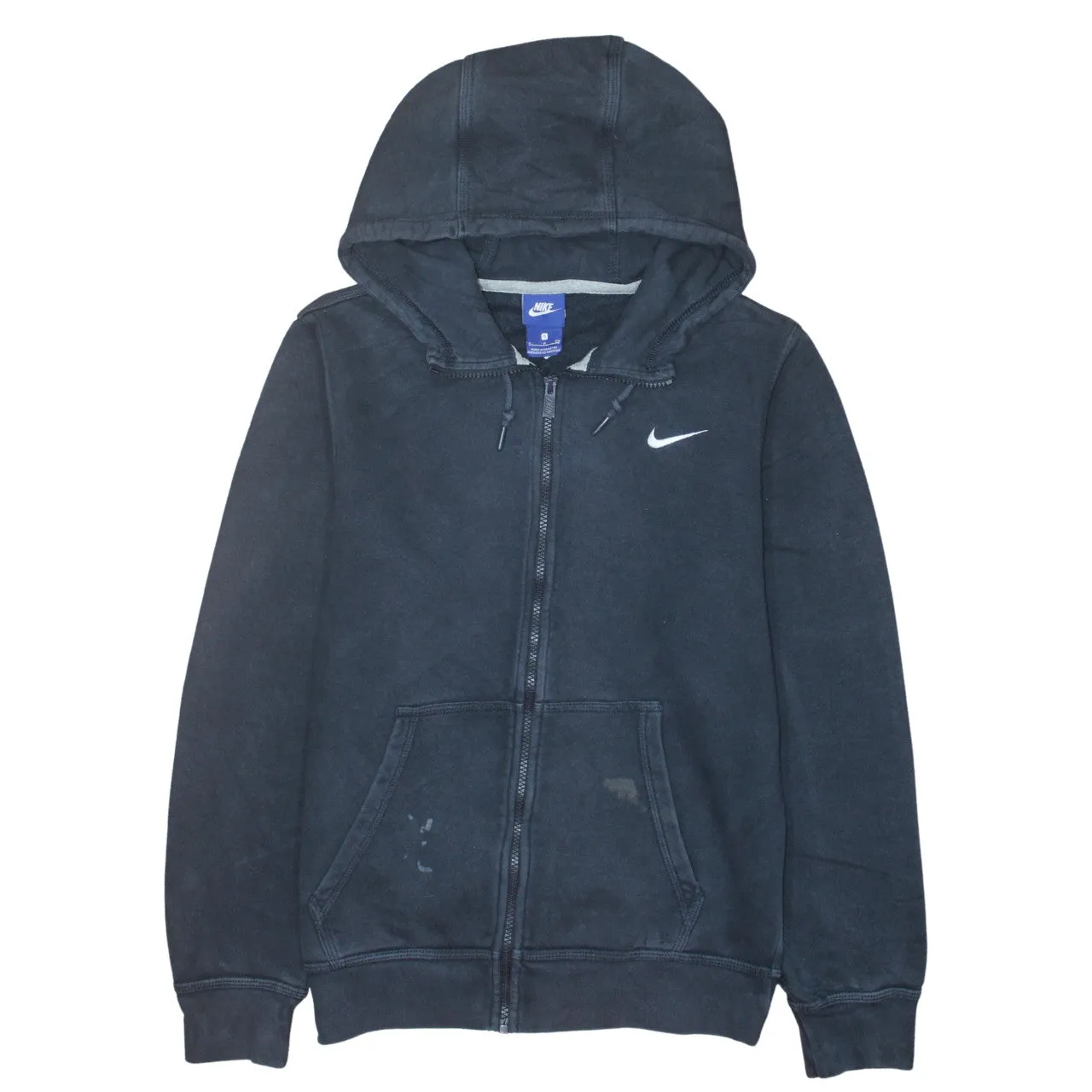 Nike Black Full Zip Hoodie Men's Small Embroidered Swoosh Drawstring Hood Pouch Pocket Sweatshirt sold by Vintage Club