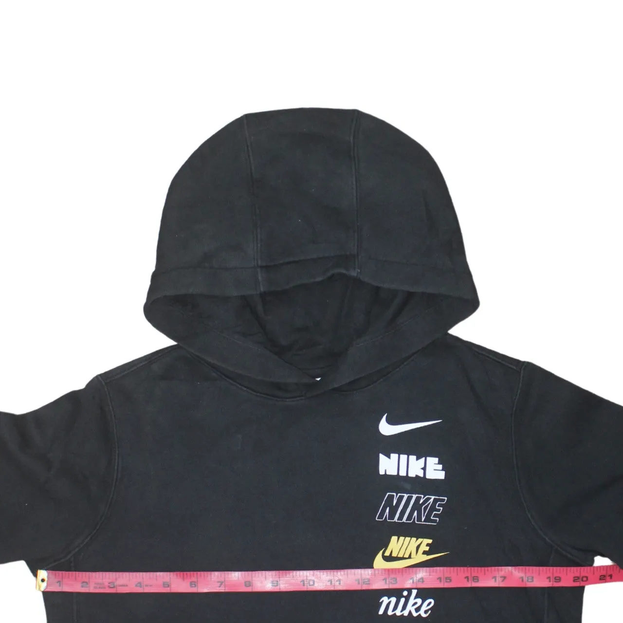 Nike Black Hoodie Women’s XLarge Multi Logo Printed Front Pouch Pocket Pullover Sweatshirt sold by Vintage Club product image thumbnail 5