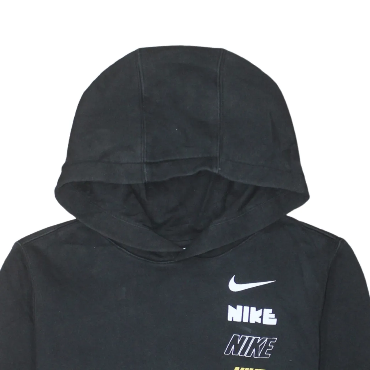Nike Black Hoodie Women’s XLarge Multi Logo Printed Front Pouch Pocket Pullover Sweatshirt sold by Vintage Club product image thumbnail 3
