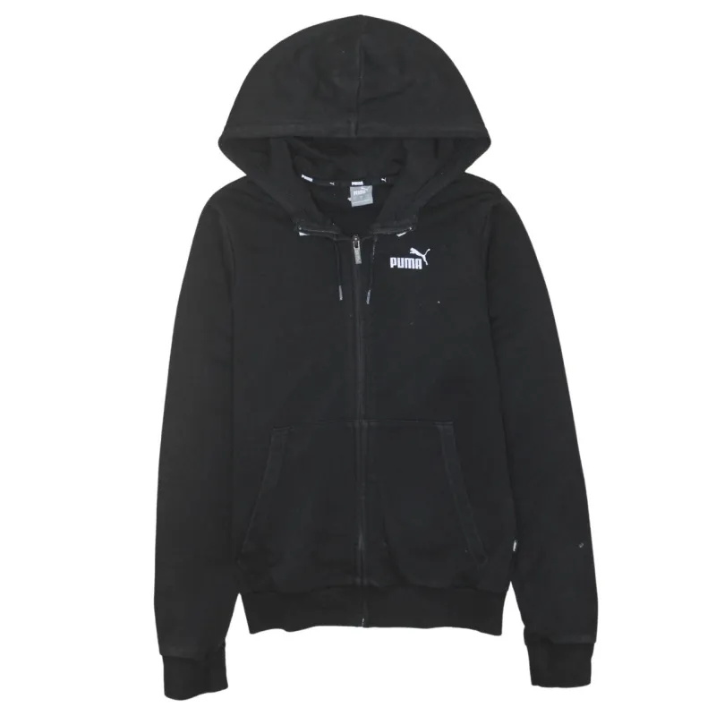 Puma Black Full Zip Hoodie Men's Small Embroidered Chest Logo Split Pocket Sweatshirt sold by Vintage Club