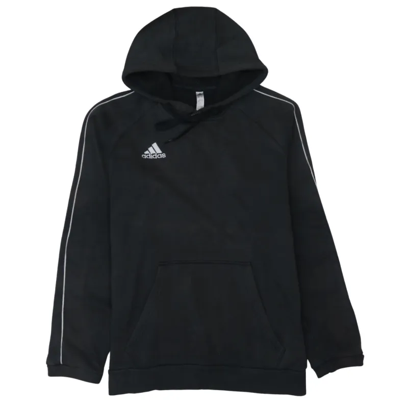 Adidas Black Hoodie Men’s Medium Embroidered Logo Piped Sleeves Front Pocket Sweatshirt sold by Vintage Club