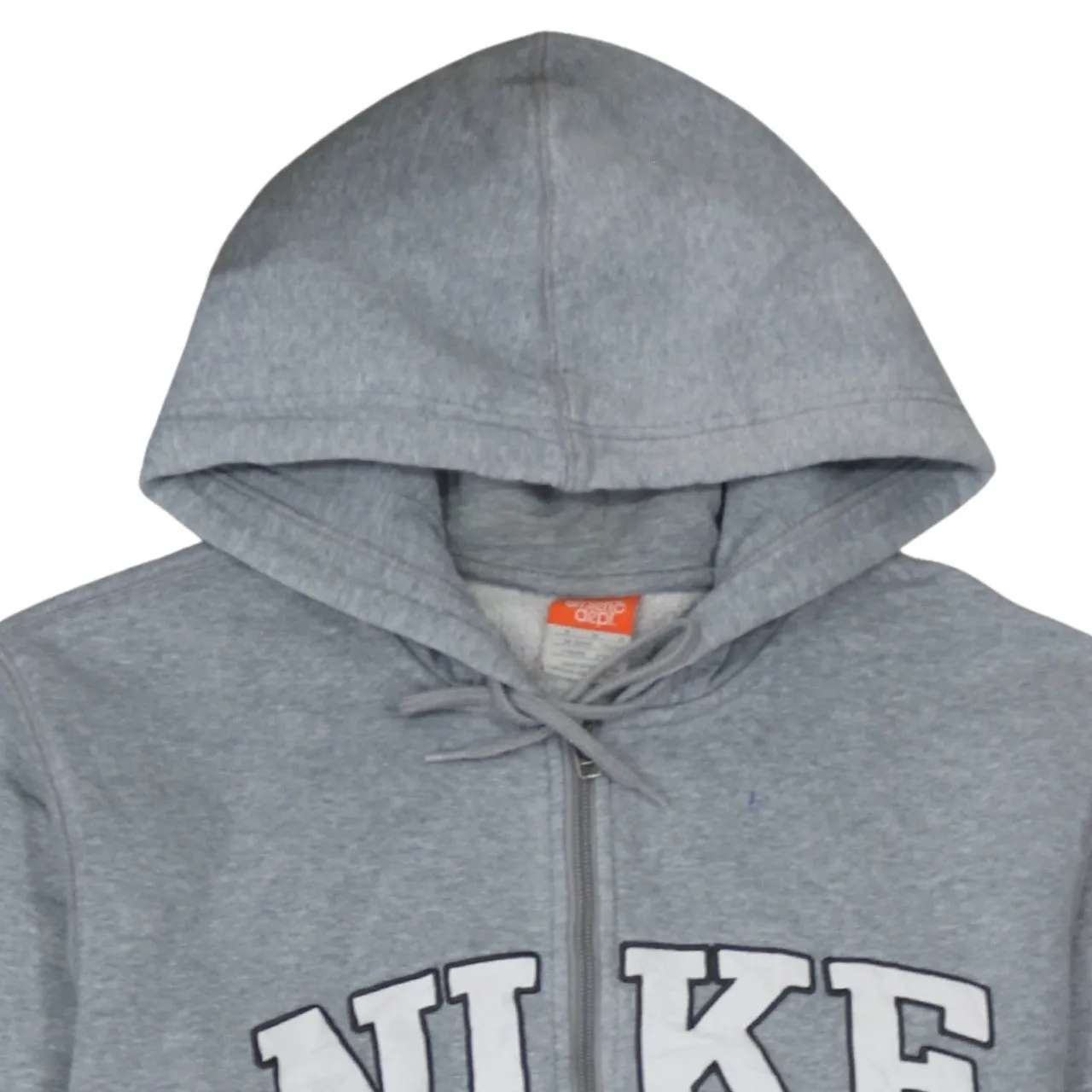 Nike Grey Full Zip Hoodie Men's Medium Printed Logo Split Pocket Fleece Sweatshirt sold by Vintage Club product image thumbnail 3