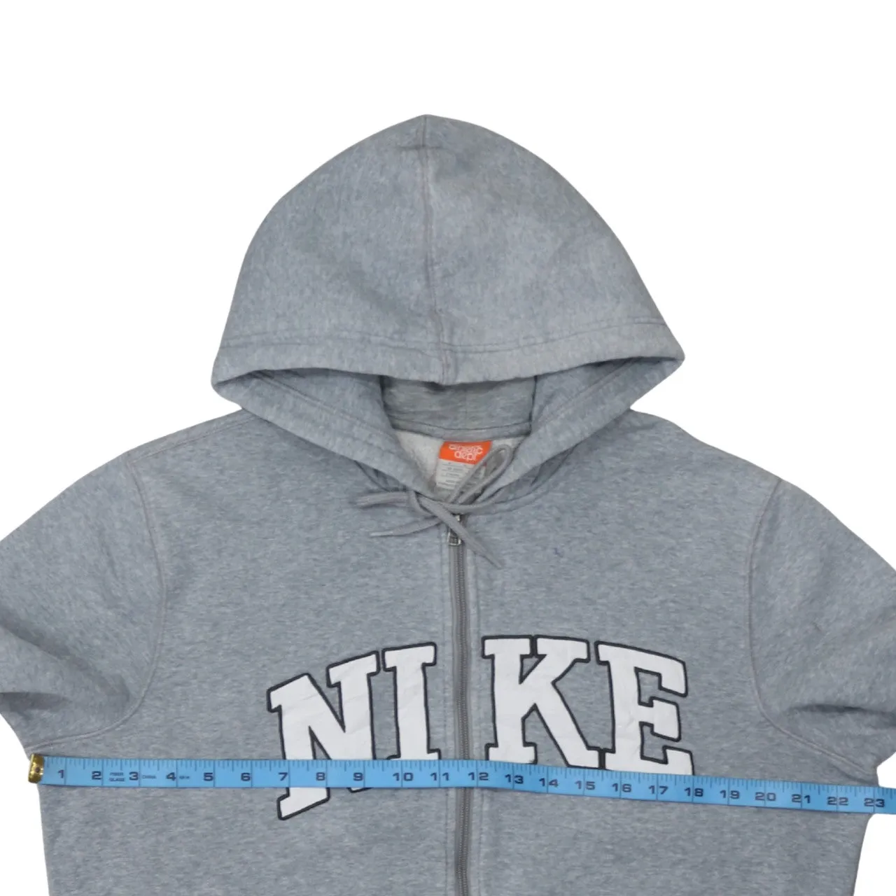 Nike Grey Full Zip Hoodie Men's Medium Printed Logo Split Pocket Fleece Sweatshirt sold by Vintage Club product image thumbnail 5