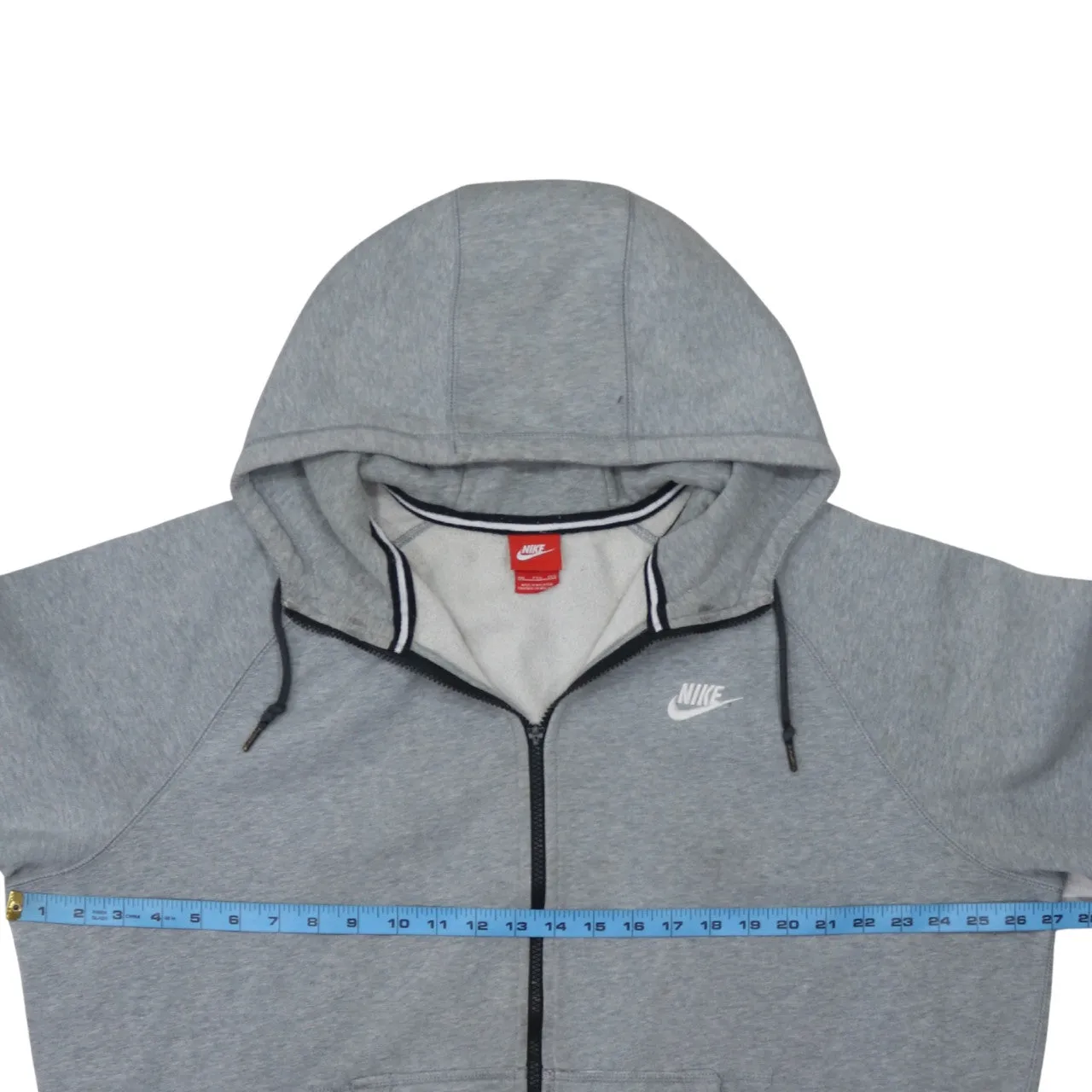 Nike Grey Full Zip Hoodie Men's XXLarge Embroidered Swoosh Split Pocket Fleece Sweatshirt sold by Vintage Club product image thumbnail 5