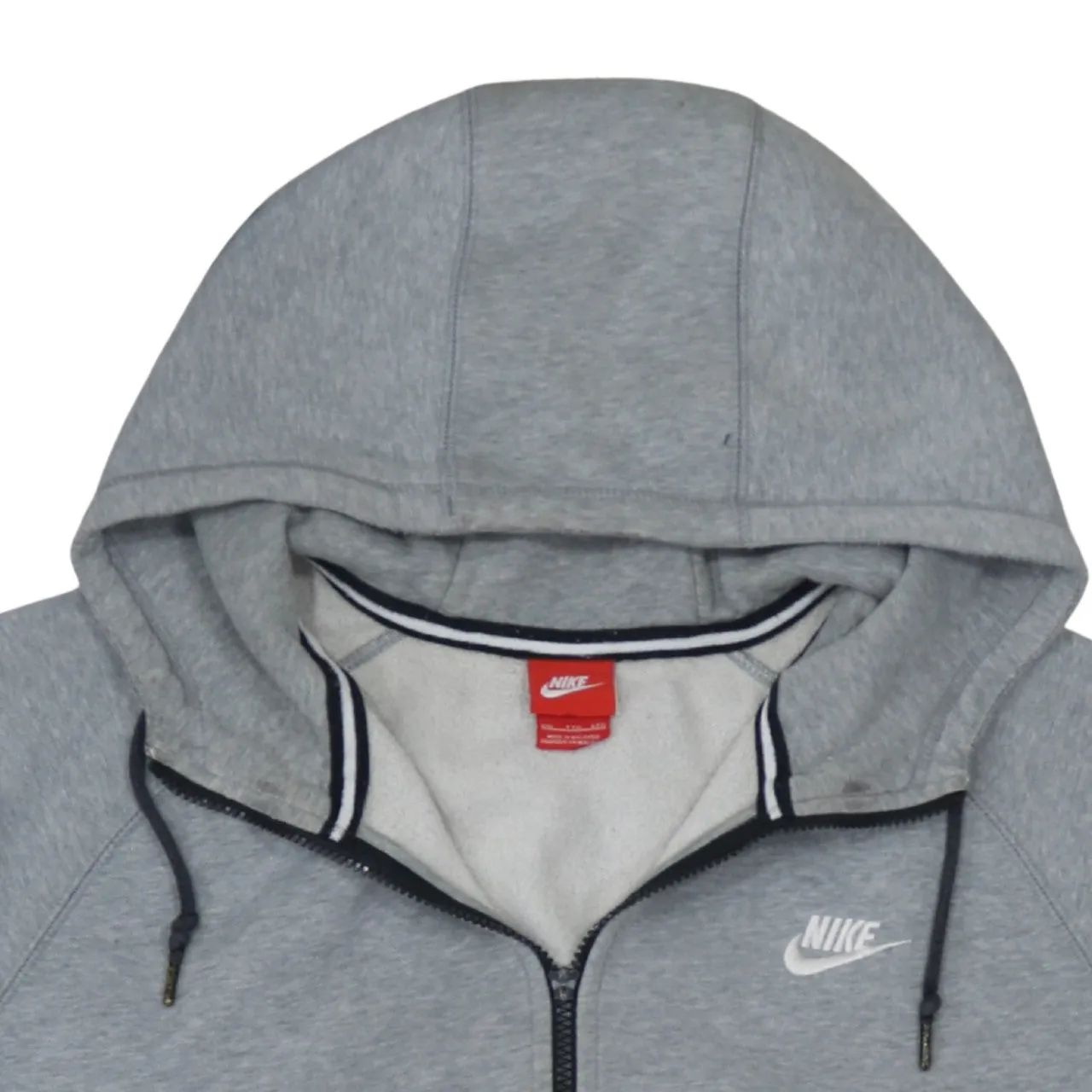 Nike Grey Full Zip Hoodie Men's XXLarge Embroidered Swoosh Split Pocket Fleece Sweatshirt sold by Vintage Club product image thumbnail 3