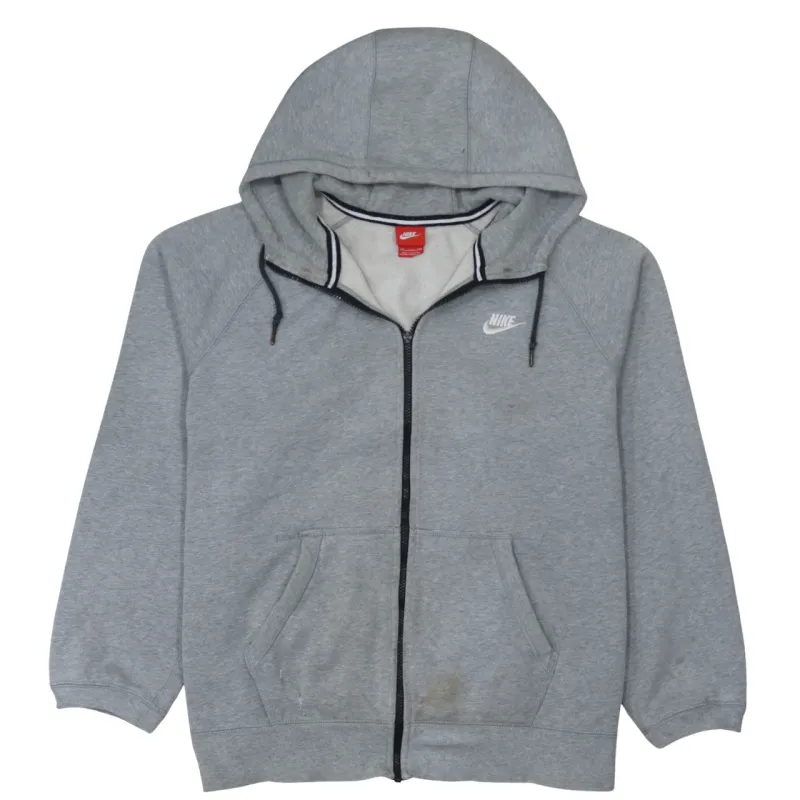 Nike Grey Full Zip Hoodie Men's XXLarge Embroidered Swoosh Split Pocket Fleece Sweatshirt sold by Vintage Club