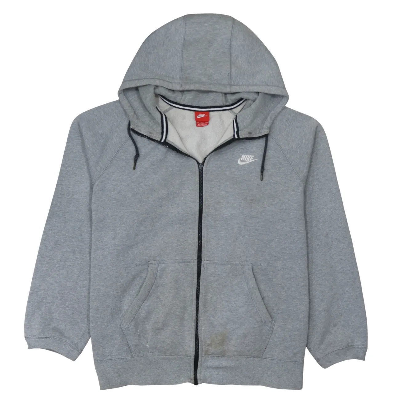 Nike Grey Full Zip Hoodie Men's XXLarge Embroidered Swoosh Split Pocket Fleece Sweatshirt sold by Vintage Club