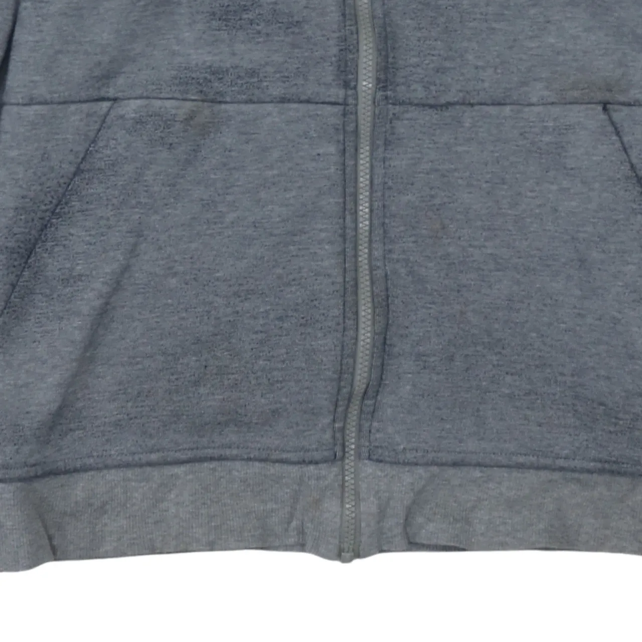 Adidas Grey Full Zip Hoodie Men's Medium Printed Logo Three Stripe Sleeve Casual Sweatshirt sold by Vintage Club product image thumbnail 4