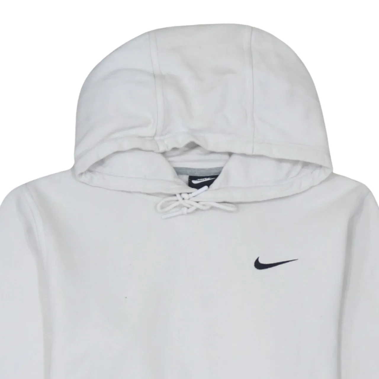 Nike White Hoodie Men's Small Embroidered Swoosh Front Pocket Pullover Sweatshirt sold by Vintage Club product image thumbnail 3