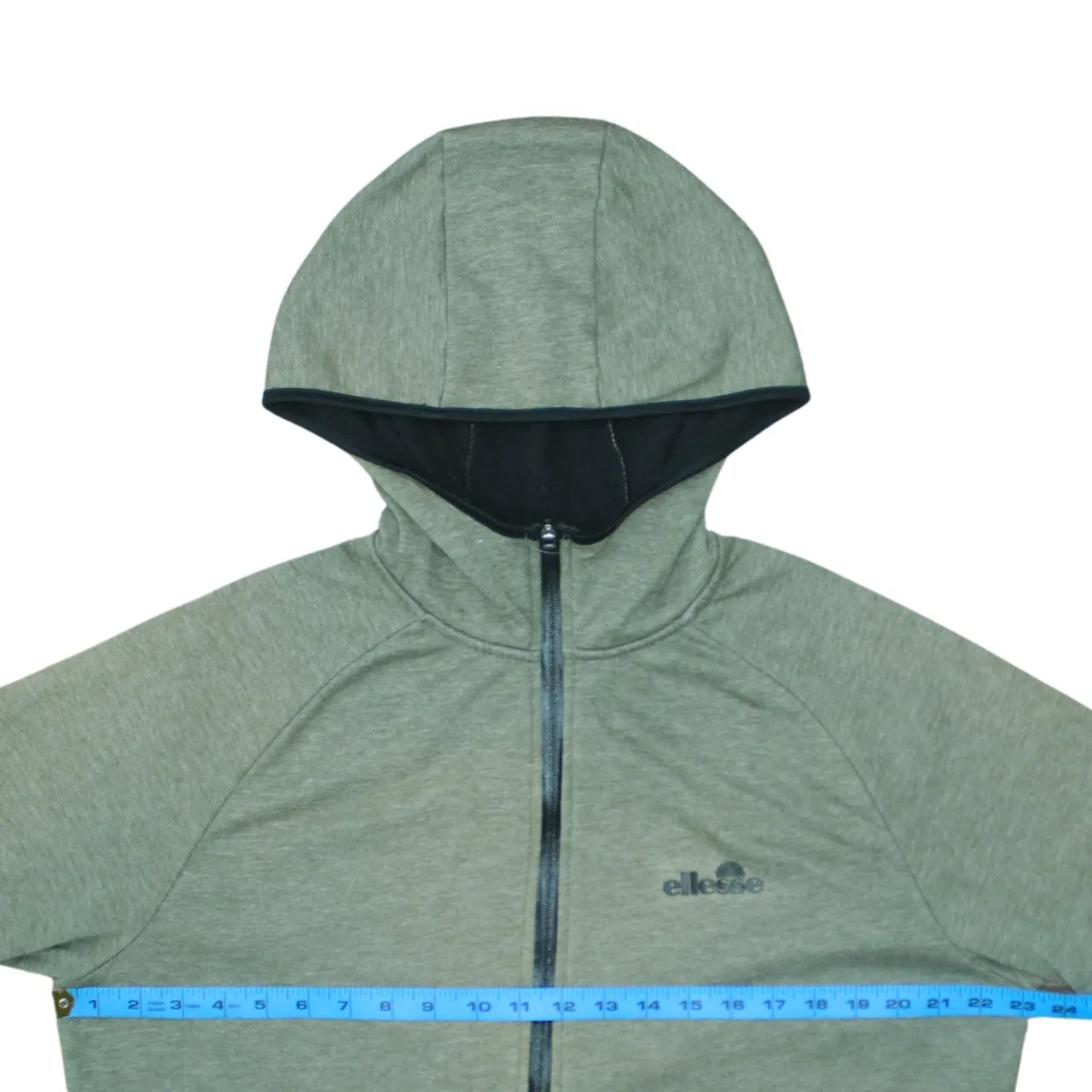 Ellesse Green Full Zip Hoodie Men's Large Embroidered Chest Logo Split Pockets Casual Top sold by Vintage Club product image thumbnail 5