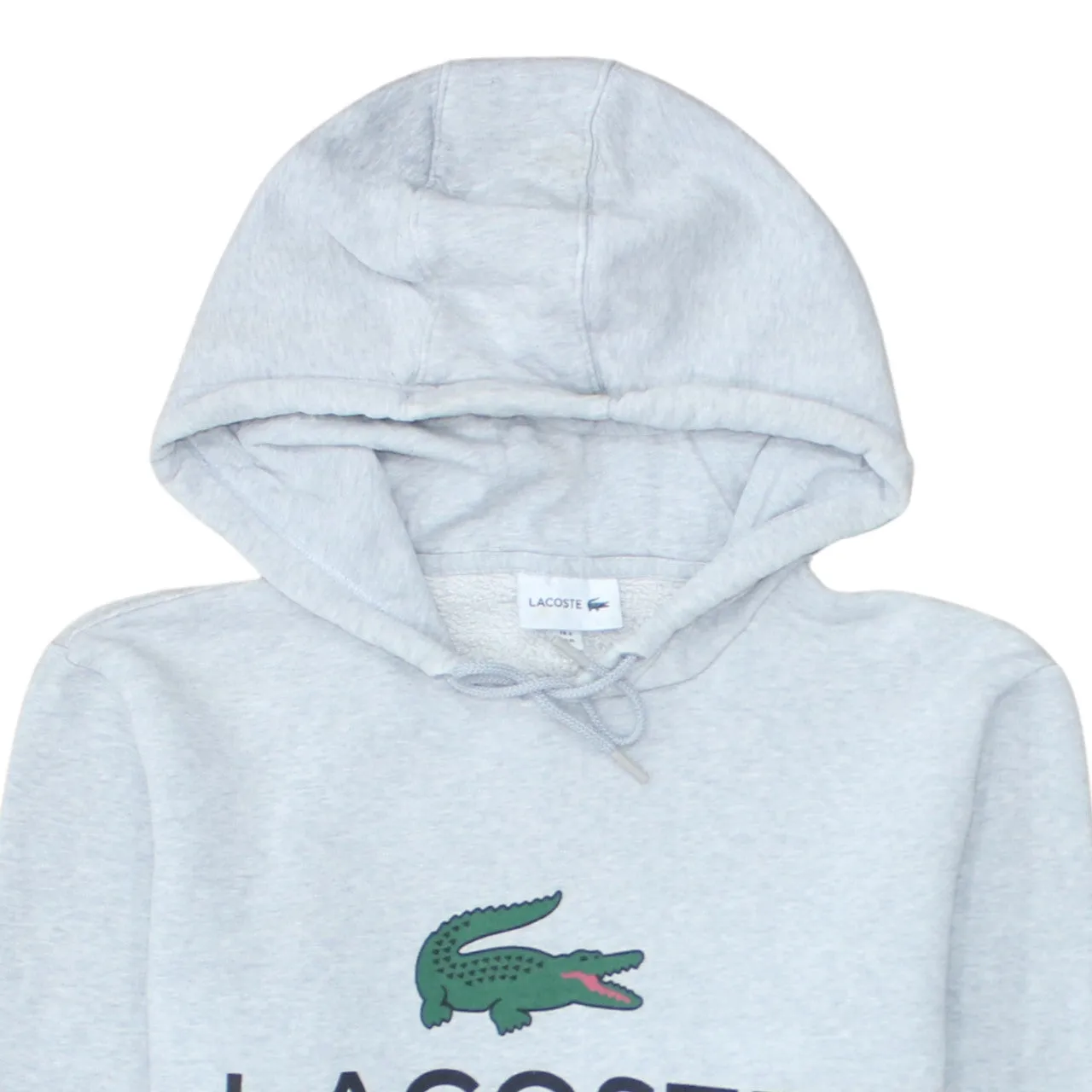 Lacoste Light Grey Hoodie Men’s Medium Printed Croc Logo Front Pocket Fleece Sweatshirt sold by Vintage Club product image thumbnail 3