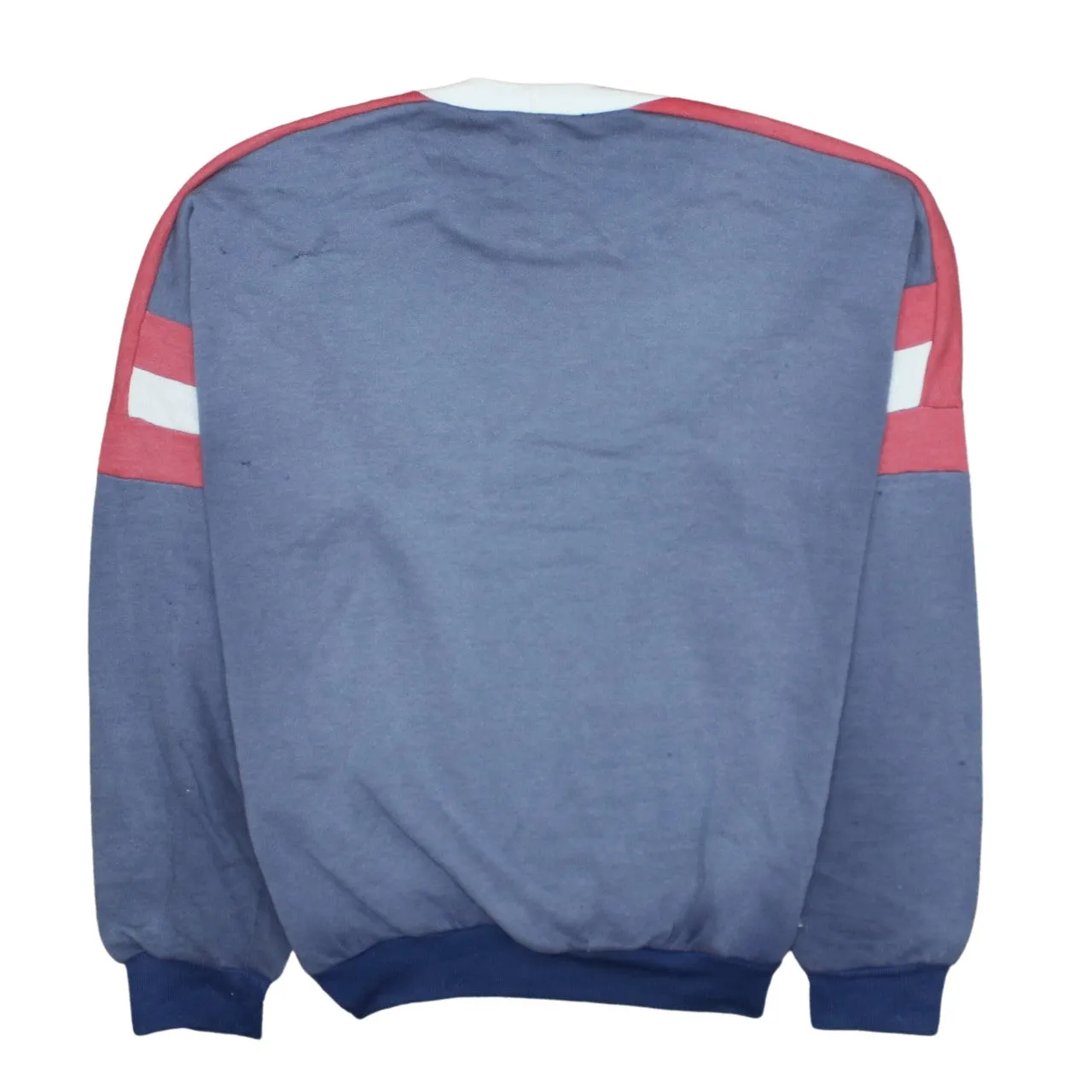 Adidas Navy Blue Sweatshirt Men's Medium Trefoil Printed Logo Colour Block Pullover Jumper sold by Vintage Club product image thumbnail 2