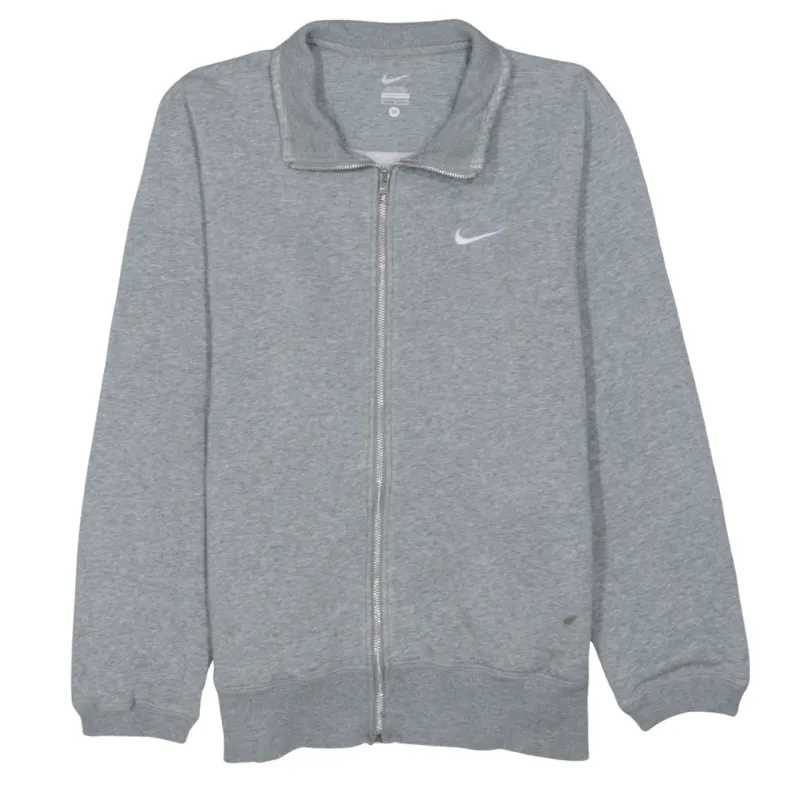 Nike Grey Full Zip Sweatshirt Men's Medium Embroidered Swoosh Ribbed Hem Track Top sold by Vintage Club