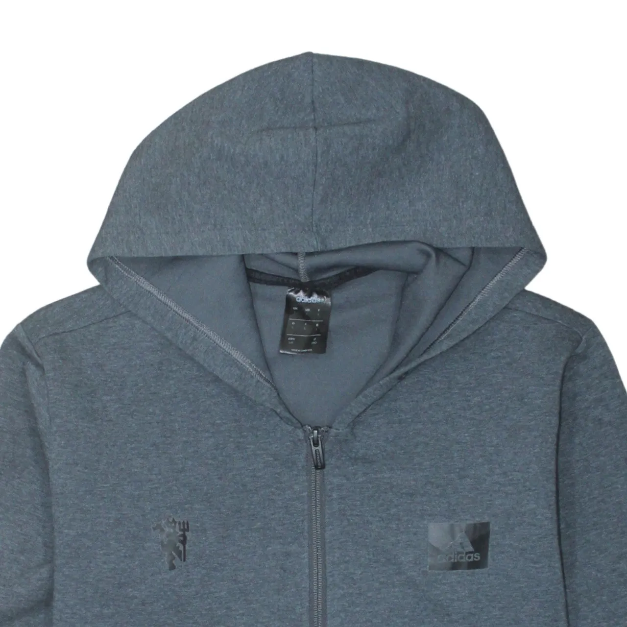 Adidas Dark Grey Full Zip Hoodie Men's Large Printed Logo Three Stripe Sleeves Sweatshirt sold by Vintage Club product image thumbnail 3