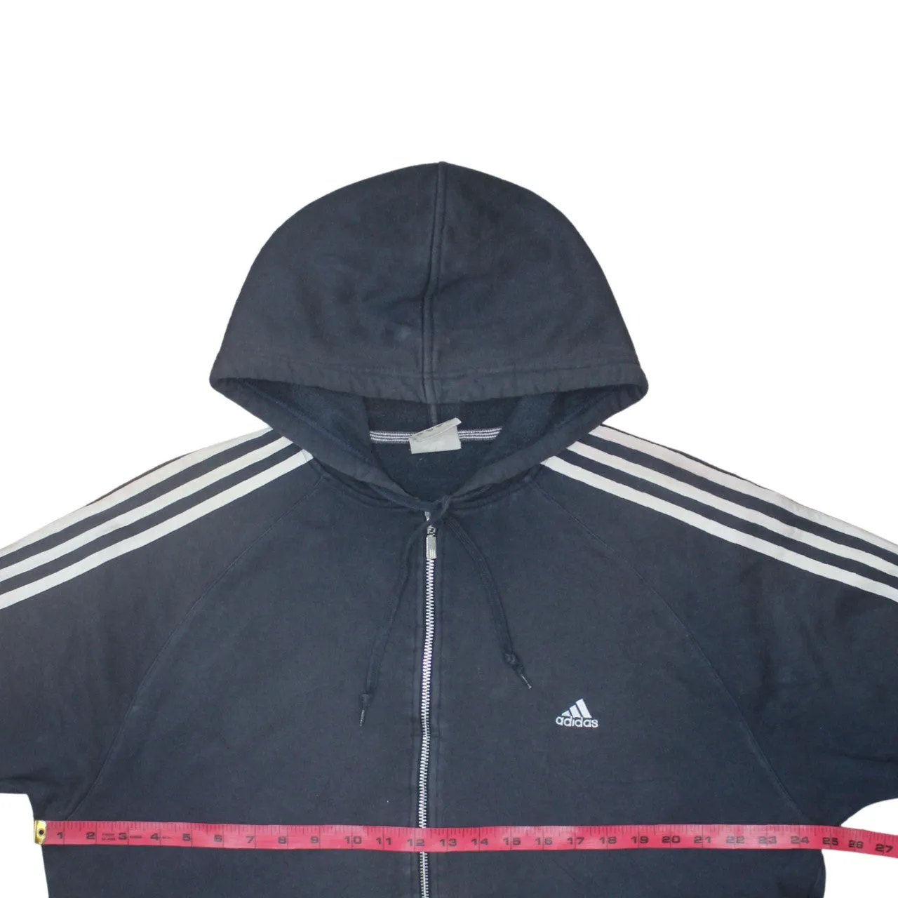 Adidas Navy Blue Full Zip Hoodie Men's XLarge Embroidered Logo Three Stripe Sleeves Sweatshirt sold by Vintage Club product image thumbnail 5