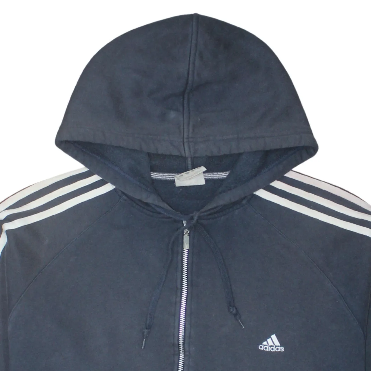 Adidas Navy Blue Full Zip Hoodie Men's XLarge Embroidered Logo Three Stripe Sleeves Sweatshirt sold by Vintage Club product image thumbnail 3