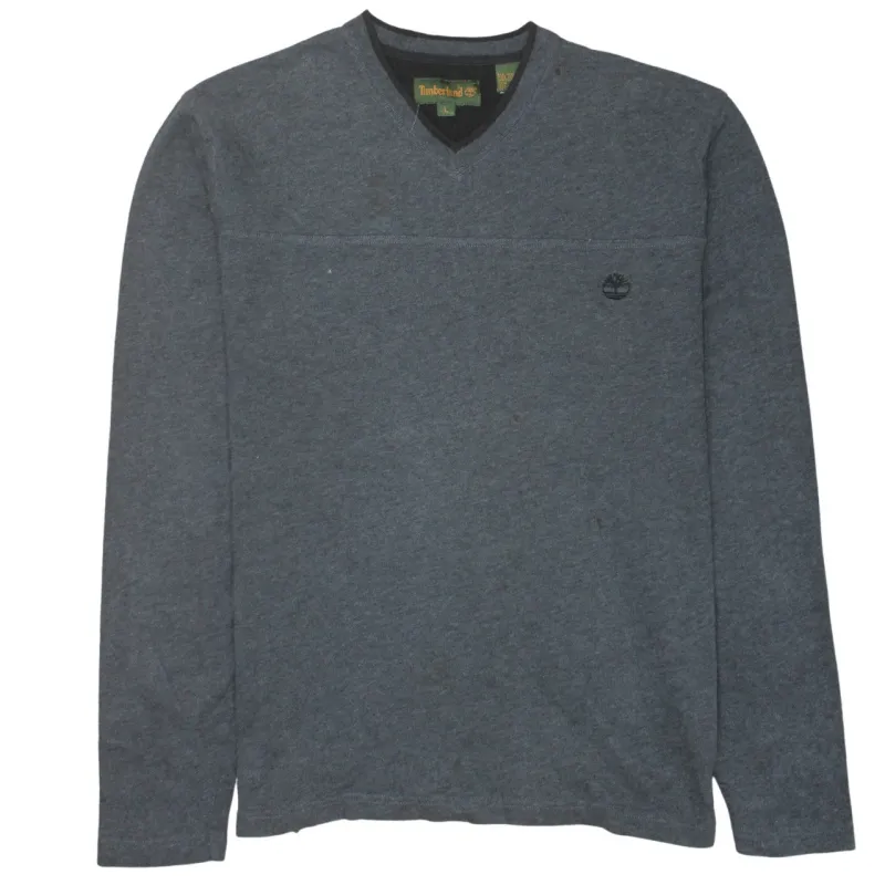 Timberland Dark Grey V Neck Sweatshirt Men's Large Embroidered Chest Logo Pullover Top sold by Vintage Club