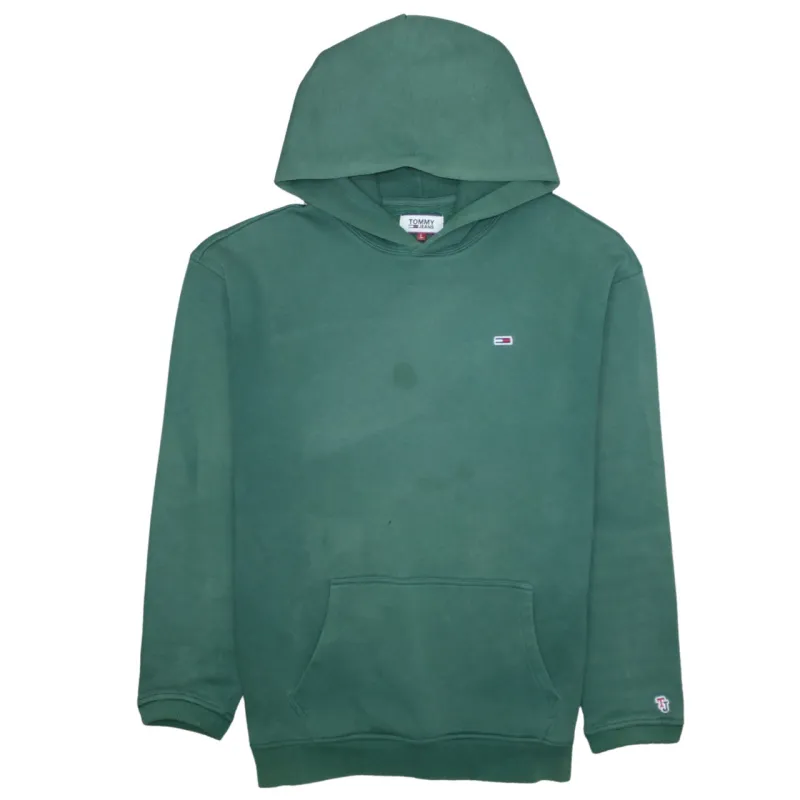 Tommy Jeans Green Hoodie Men's Large Embroidered Flag Logo Front Pocket Fleece Sweatshirt sold by Vintage Club