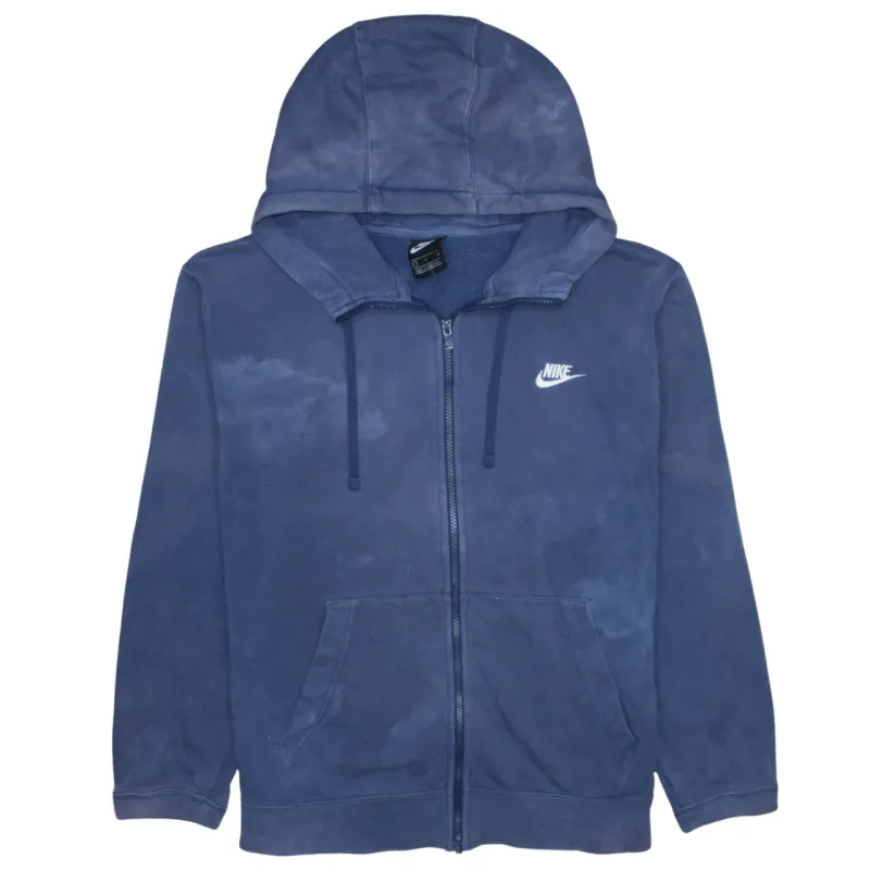 Nike Navy Blue Full Zip Hoodie Men’s Large Embroidered Swoosh Drawstring Pockets Sweatshirt sold by Vintage Club