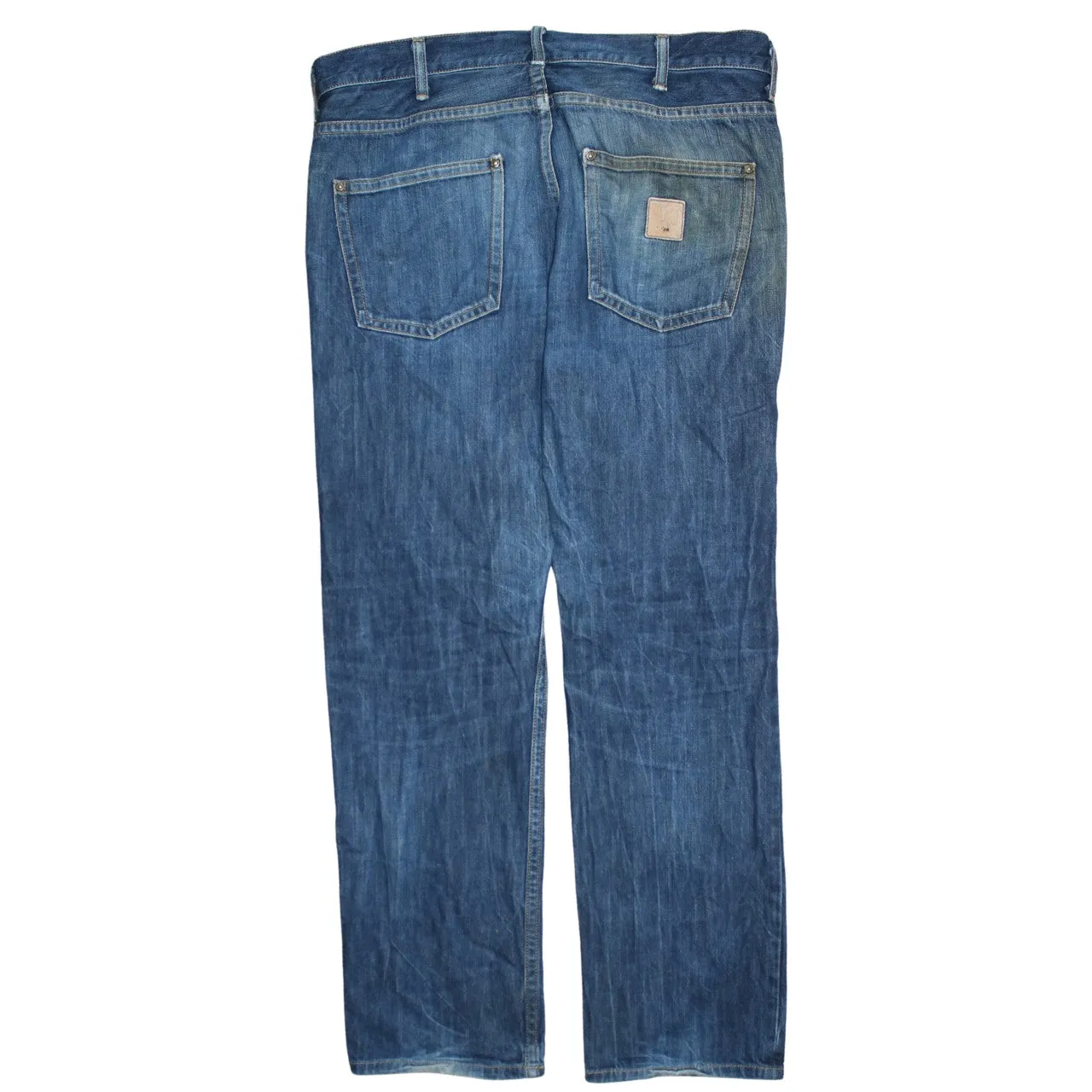 Carhartt Blue Denim Jeans Men's 38 Distressed Faded Workwear Five Pocket Pants sold by Vintage Club