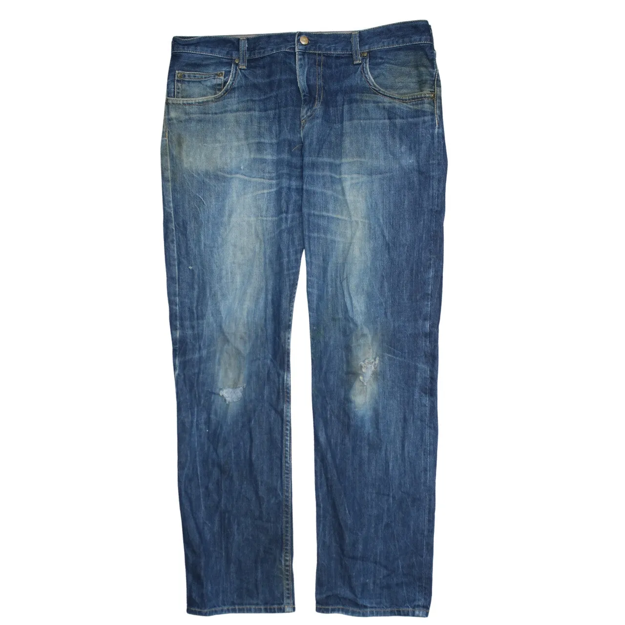 Carhartt Blue Denim Jeans Men's 38 Distressed Faded Workwear Five Pocket Pants sold by Vintage Club product image thumbnail 2