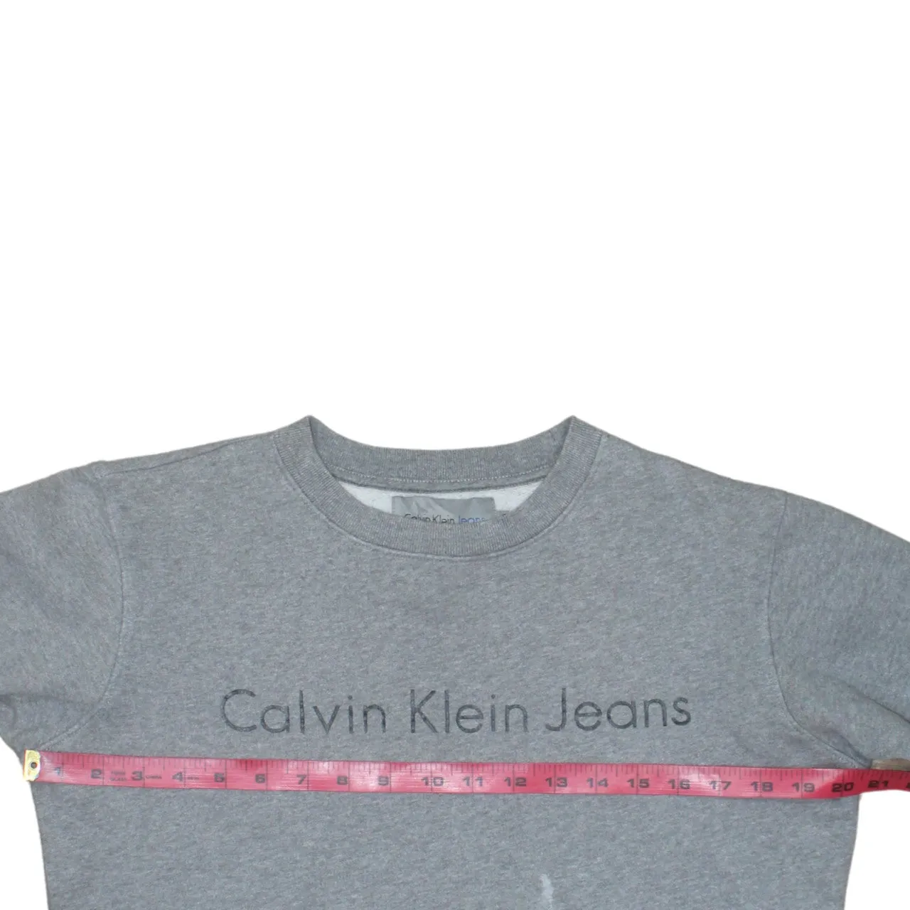 Calvin Klein Grey Sweatshirt Men's Small Embroidered Logo Crewneck Pullover Fleece Top sold by Vintage Club product image thumbnail 5