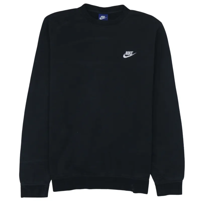 Nike Black Sweatshirt Men's Medium Embroidered Swoosh Logo Crewneck Pullover Fleece Top sold by Vintage Club