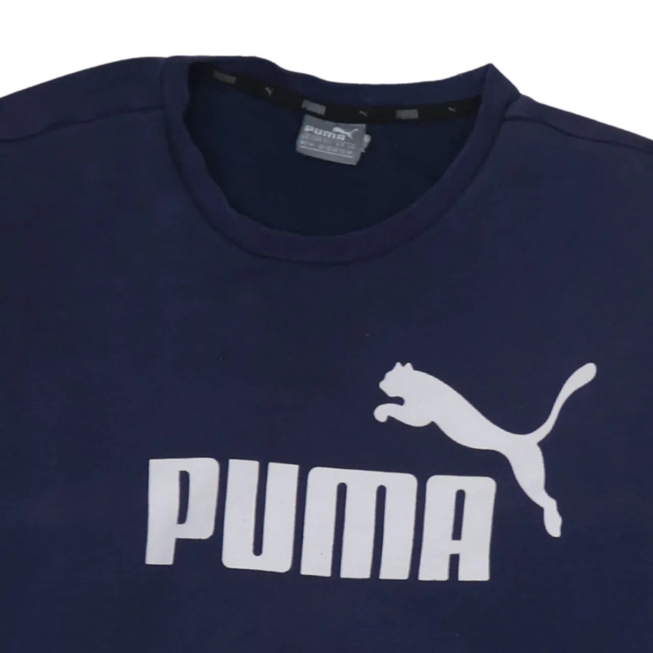 Puma Navy Blue Sweatshirt Men’s Medium Printed Logo Crewneck Ribbed Hem Pullover Top sold by Vintage Club product image thumbnail 3