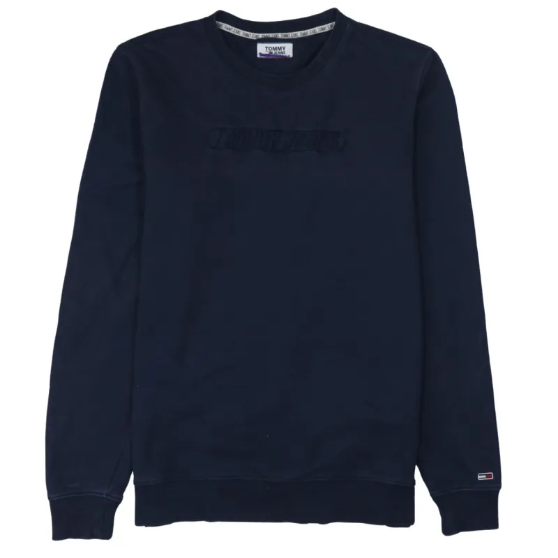 Tommy Jeans Navy Blue Sweatshirt Men's Small Embossed Logo Crewneck Pullover Jumper sold by Vintage Club