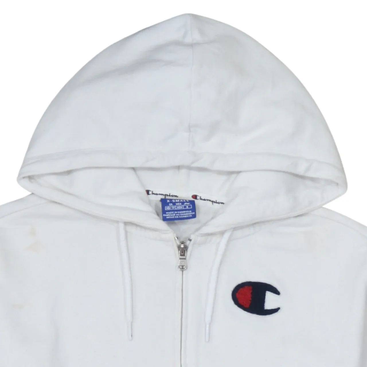 Champion White Zip Hoodie Women’s XSmall Embroidered C Logo Drawstring Hood Sweatshirt sold by Vintage Club product image thumbnail 3