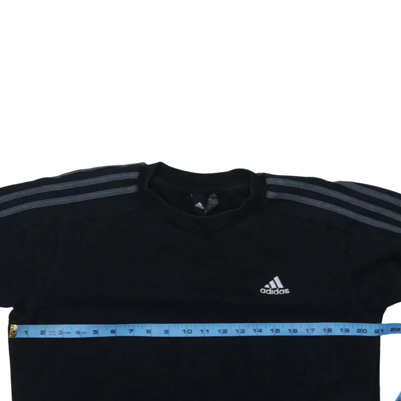 Adidas Black Sweatshirt Men's Small Three Stripe Sleeves Embroidered Chest Logo Pullover Top sold by Vintage Club product image thumbnail 5