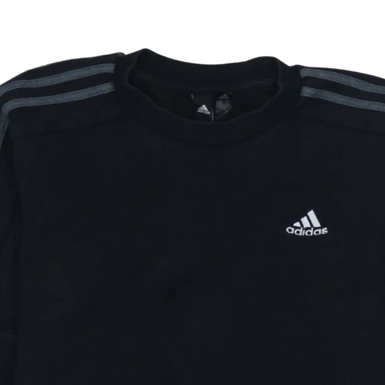 Adidas Black Sweatshirt Men's Small Three Stripe Sleeves Embroidered Chest Logo Pullover Top sold by Vintage Club product image thumbnail 3