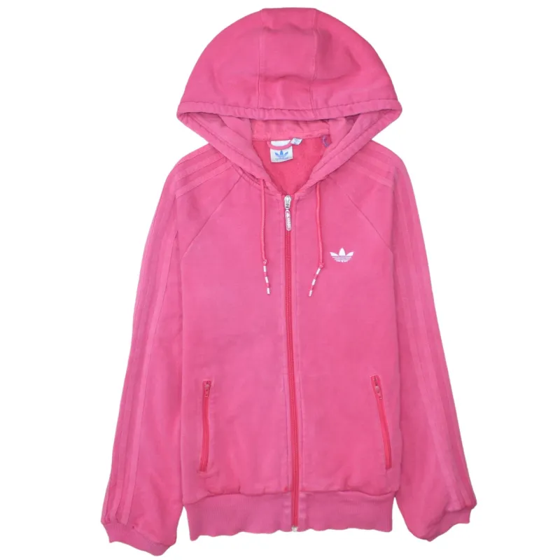Adidas Pink Full Zip Hoodie Men's XSmall Trefoil Logo Three Stripe Sleeves Fleece Top sold by Vintage Club