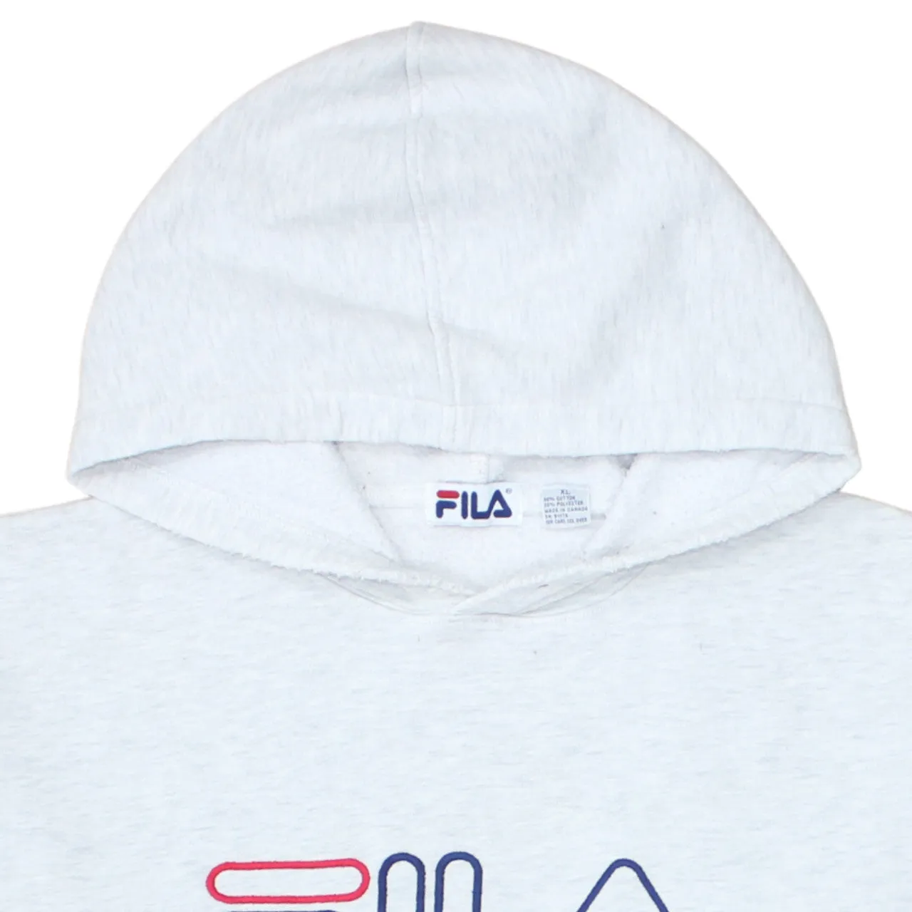 Fila Light Grey Hoodie Men's XLarge Printed Logo Cosy Fleece Lined Pullover Sweatshirt sold by Vintage Club product image thumbnail 3