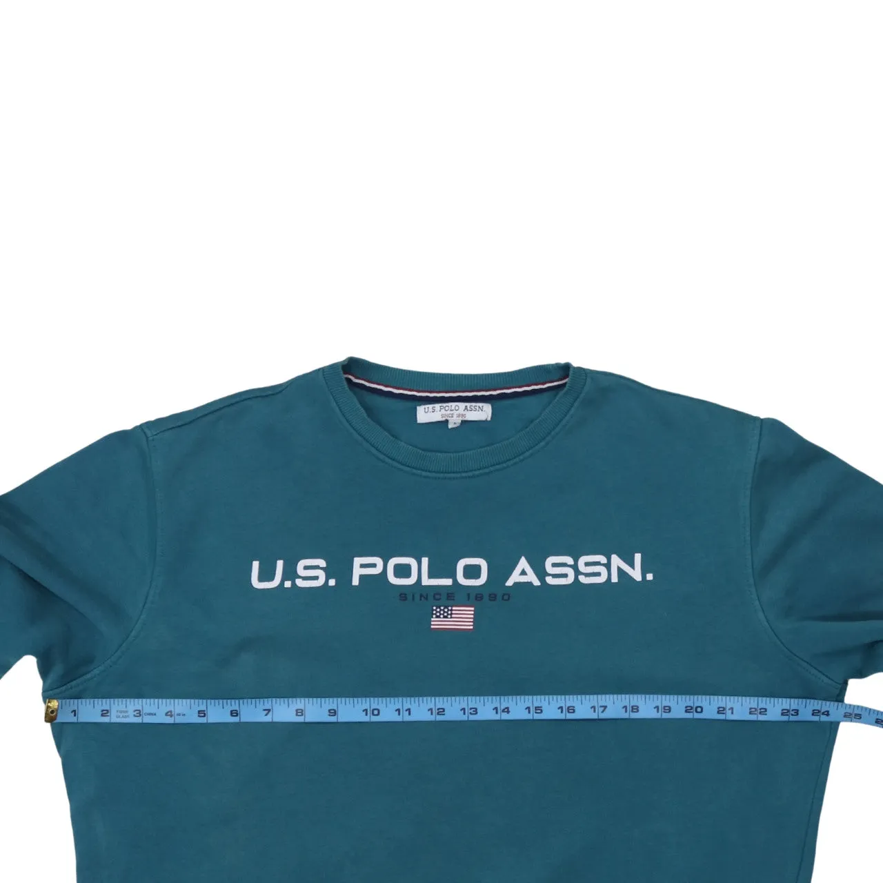 U.S. Polo Teal Blue Sweatshirt Men's Large Printed Logo Crewneck Pullover Top sold by Vintage Club product image thumbnail 5