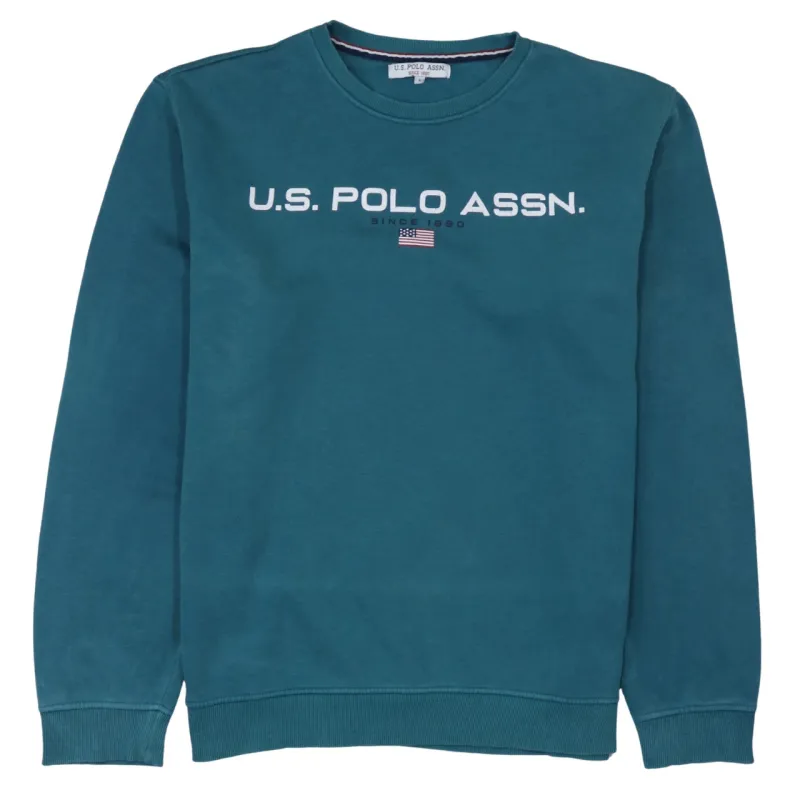 U.S. Polo Teal Blue Sweatshirt Men's Large Printed Logo Crewneck Pullover Top made by Vintage Club