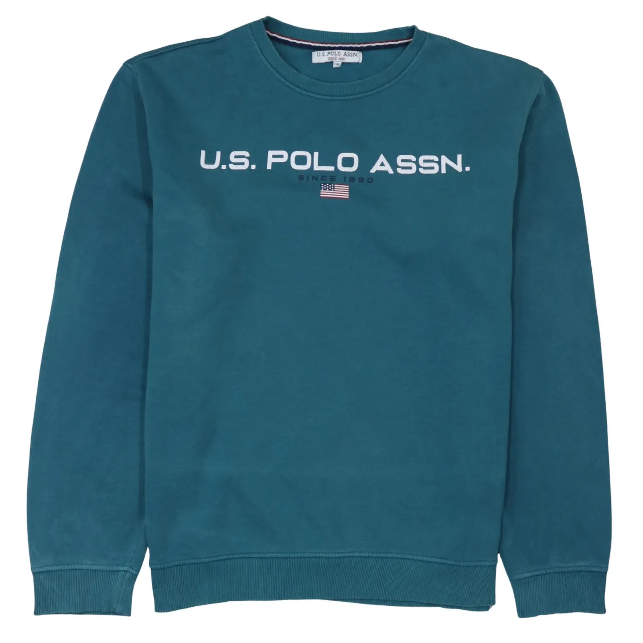 U.S. Polo Teal Blue Sweatshirt Men's Large Printed Logo Crewneck Pullover Top sold by Vintage Club