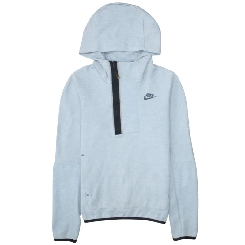 Nike Light Grey Hoodie Men’s XSmall Half Zip Embroidered Logo Contrast Trim Pullover Sweatshirt made by Nike