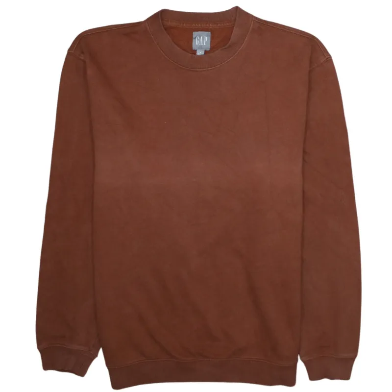 Gap Brown Sweatshirt Men's Medium Crewneck Plain Pullover Ribbed Cuffs Fleece Top made by GAP
