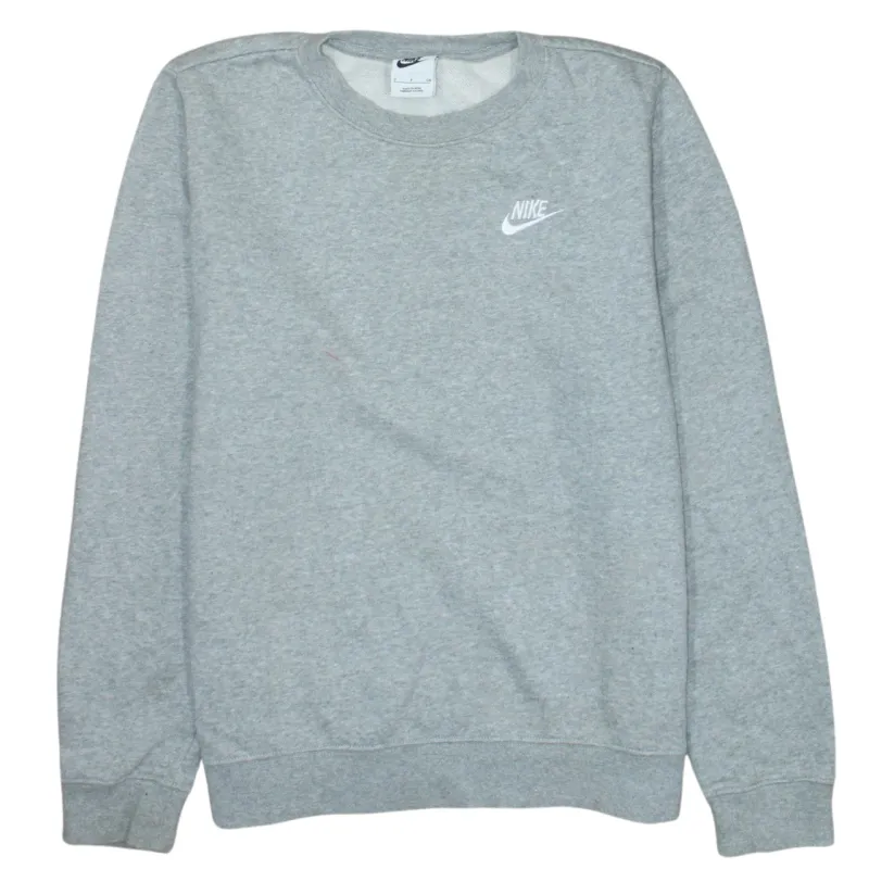 Nike Grey Sweatshirt Men's Small Embroidered Swoosh Logo Crewneck Pullover Jumper made by Nike