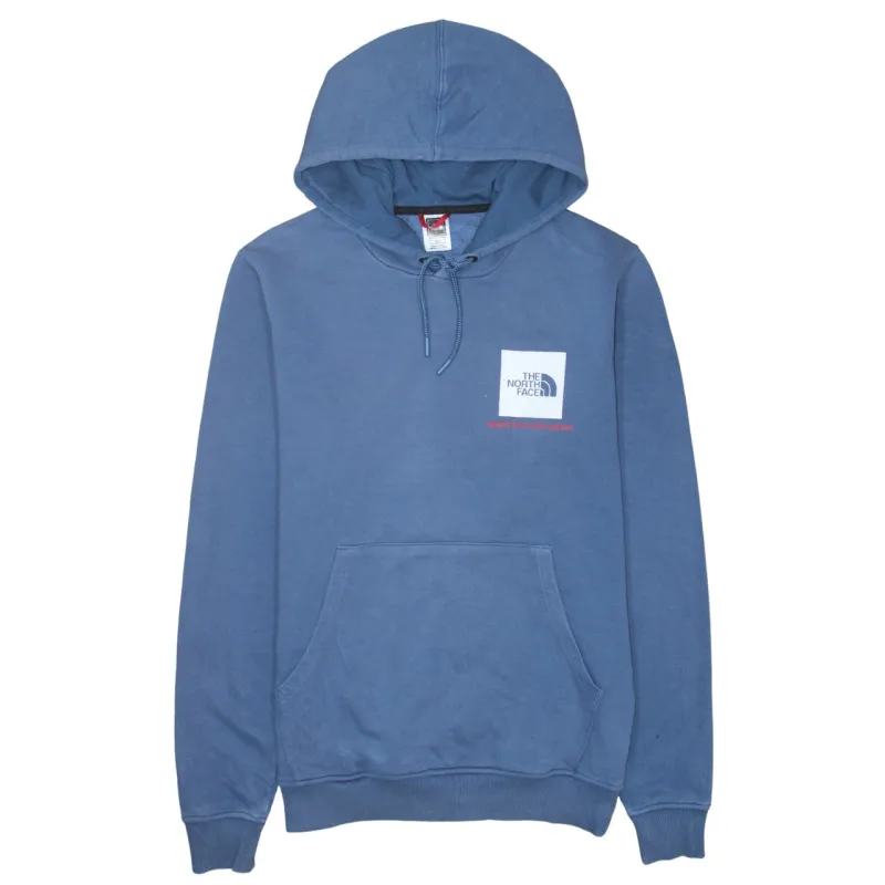 The North Face Blue Hoodie Men's Small Printed Chest Back Logo Pullover Sweatshirt sold by Vintage Club