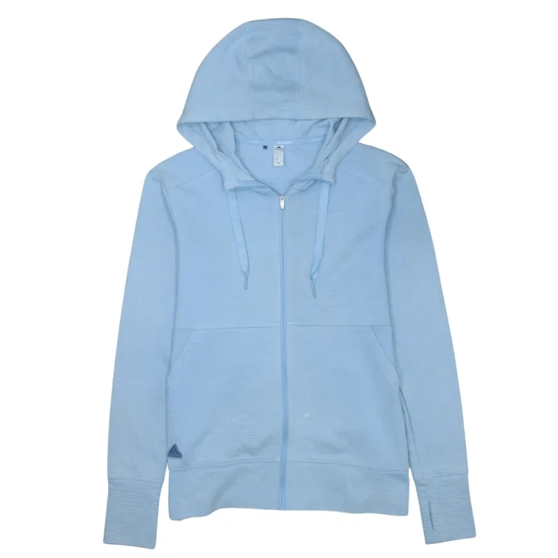Adidas Light Blue Full Zip Hoodie Men's Small Subtle Stripe Embroidered Badge Casual Top sold by Vintage Club